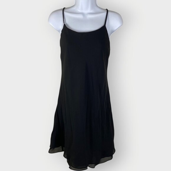 Vtg Y2k 90s Rampage Slip Dress | 9 | Black Chiffon | USA Paper Tag Fairy Grunge - Picture 1 of 8